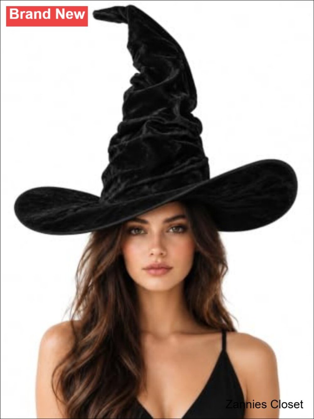 👻 Ruched Witch Hat Women Large Halloween Costume Hat Polyester